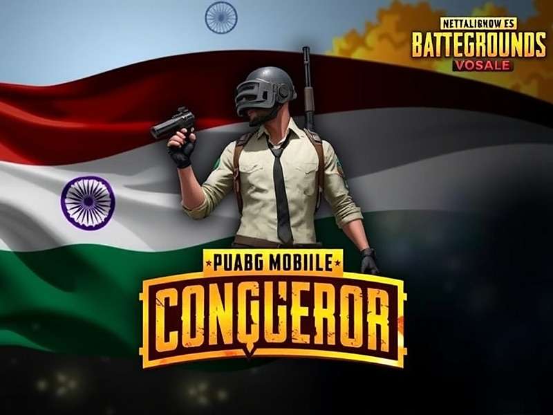PUBG Mobile Conqueror - The Highest Rank in Indian Servers PUBG Mobile Conqueror rank badge with Indian flag background
